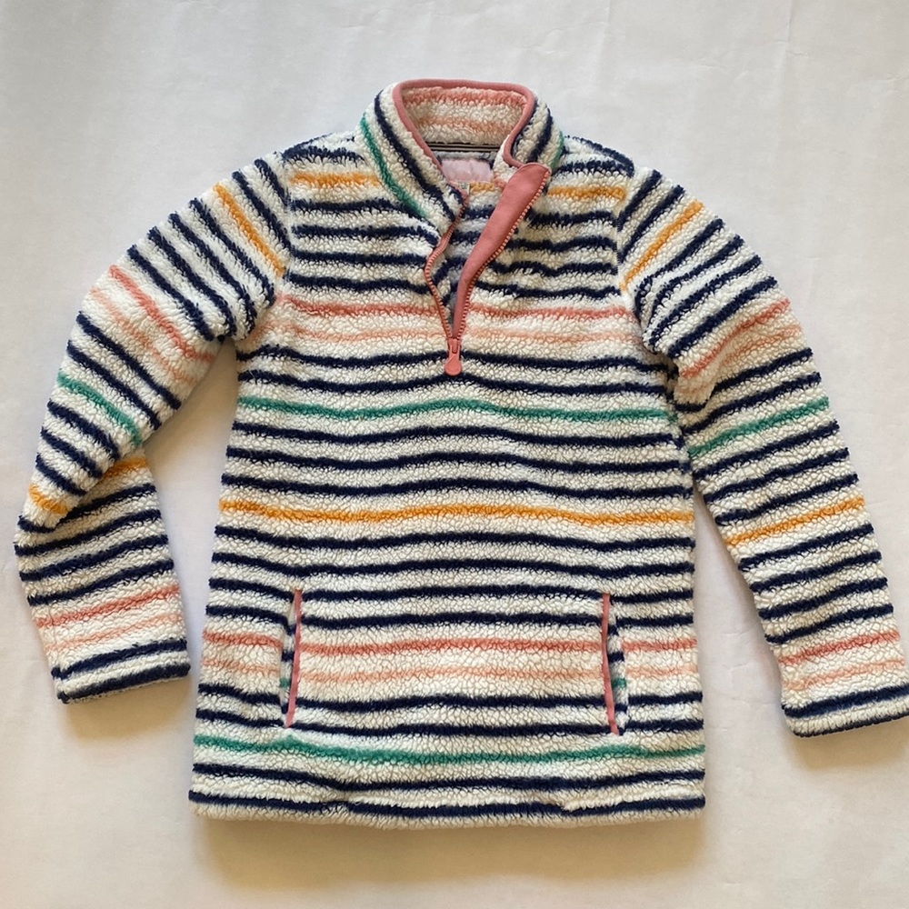 Joules Girls Cozy 1/4-Zip Striped Fleece, Size 11-12